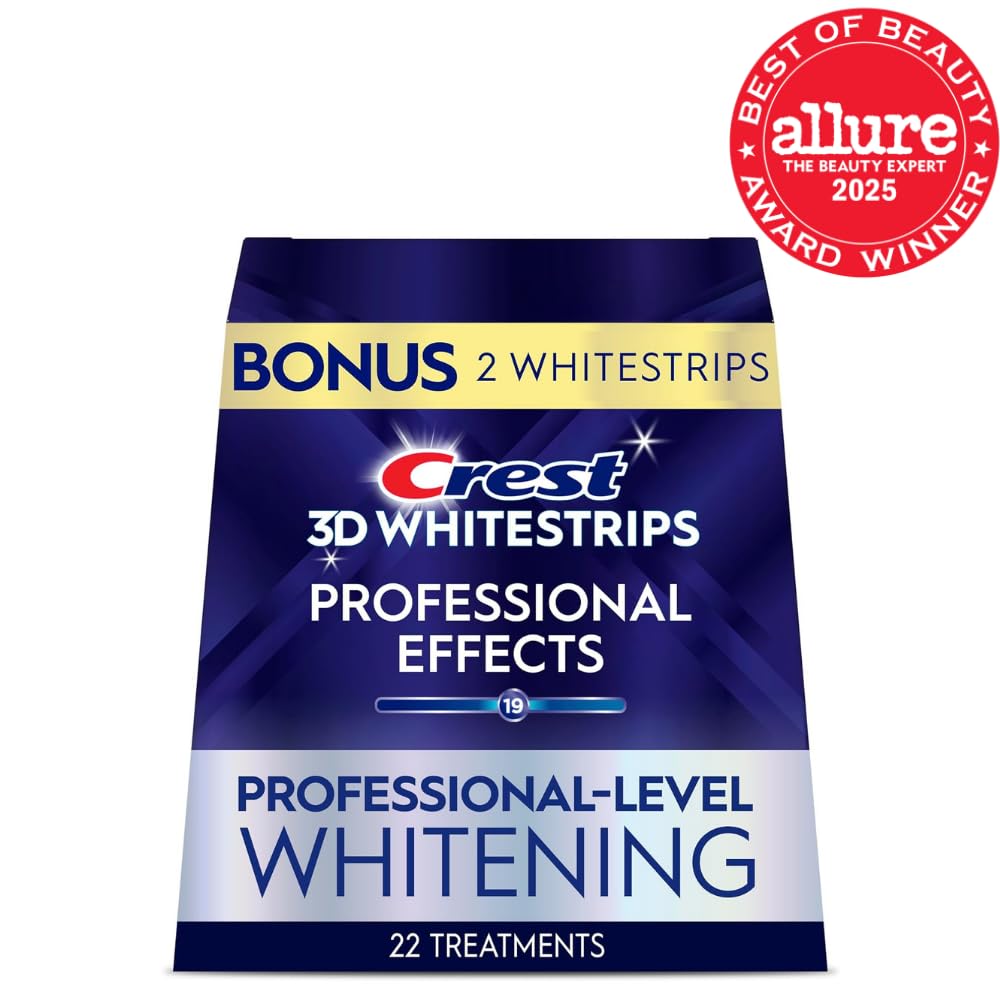 3D Whitestrips Professional Effects – Teeth Whitening Kit, 22 Treatments (20 + 2 Bonus), Each with 1 Upper/1Lower, 44 Strips –  3Dwhite Teeth Whitening Strips