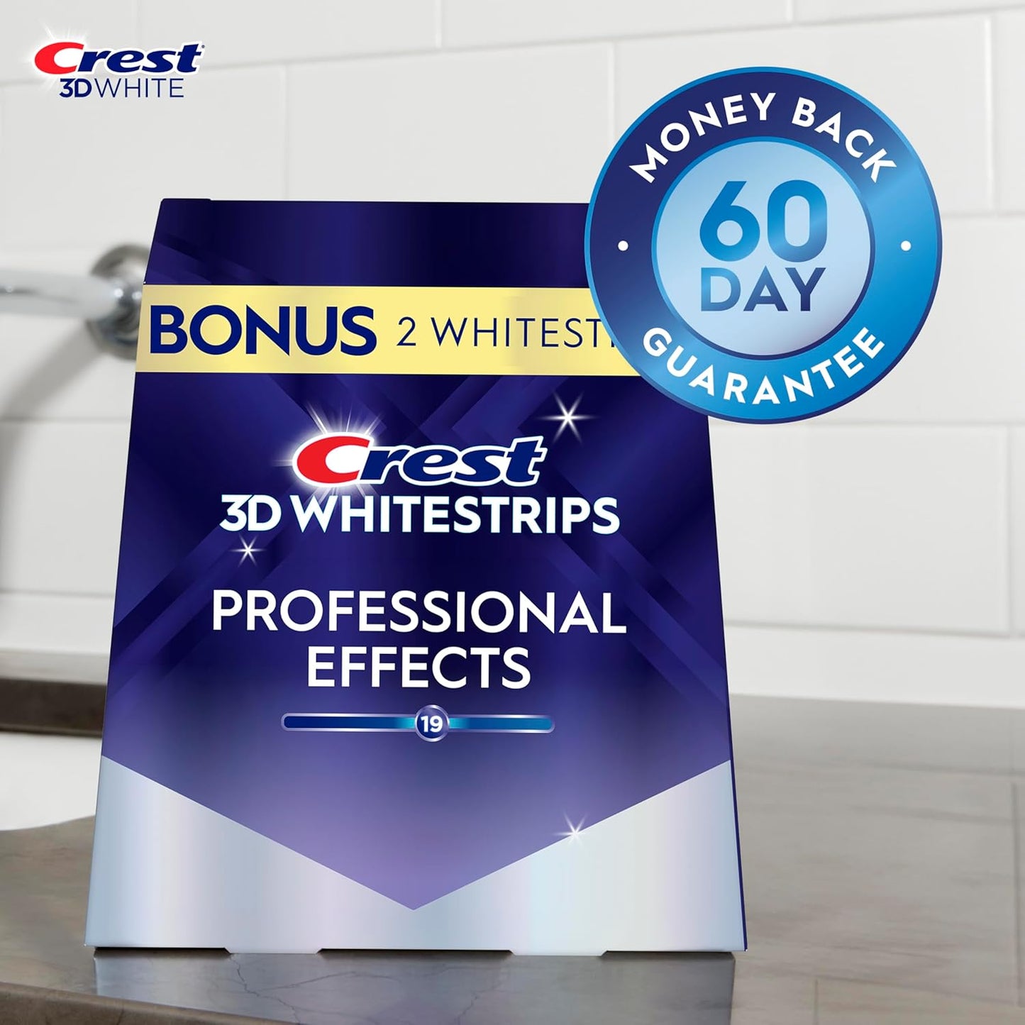 3D Whitestrips Professional Effects – Teeth Whitening Kit, 22 Treatments (20 + 2 Bonus), Each with 1 Upper/1Lower, 44 Strips –  3Dwhite Teeth Whitening Strips