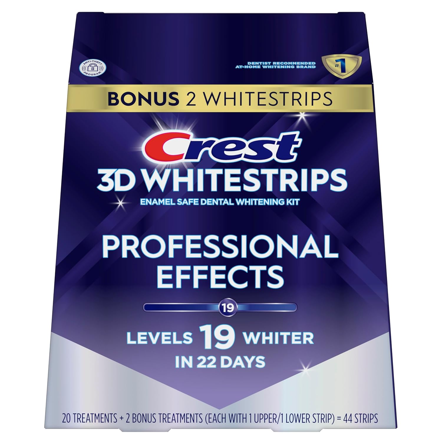 3D Whitestrips Professional Effects – Teeth Whitening Kit, 22 Treatments (20 + 2 Bonus), Each with 1 Upper/1Lower, 44 Strips –  3Dwhite Teeth Whitening Strips