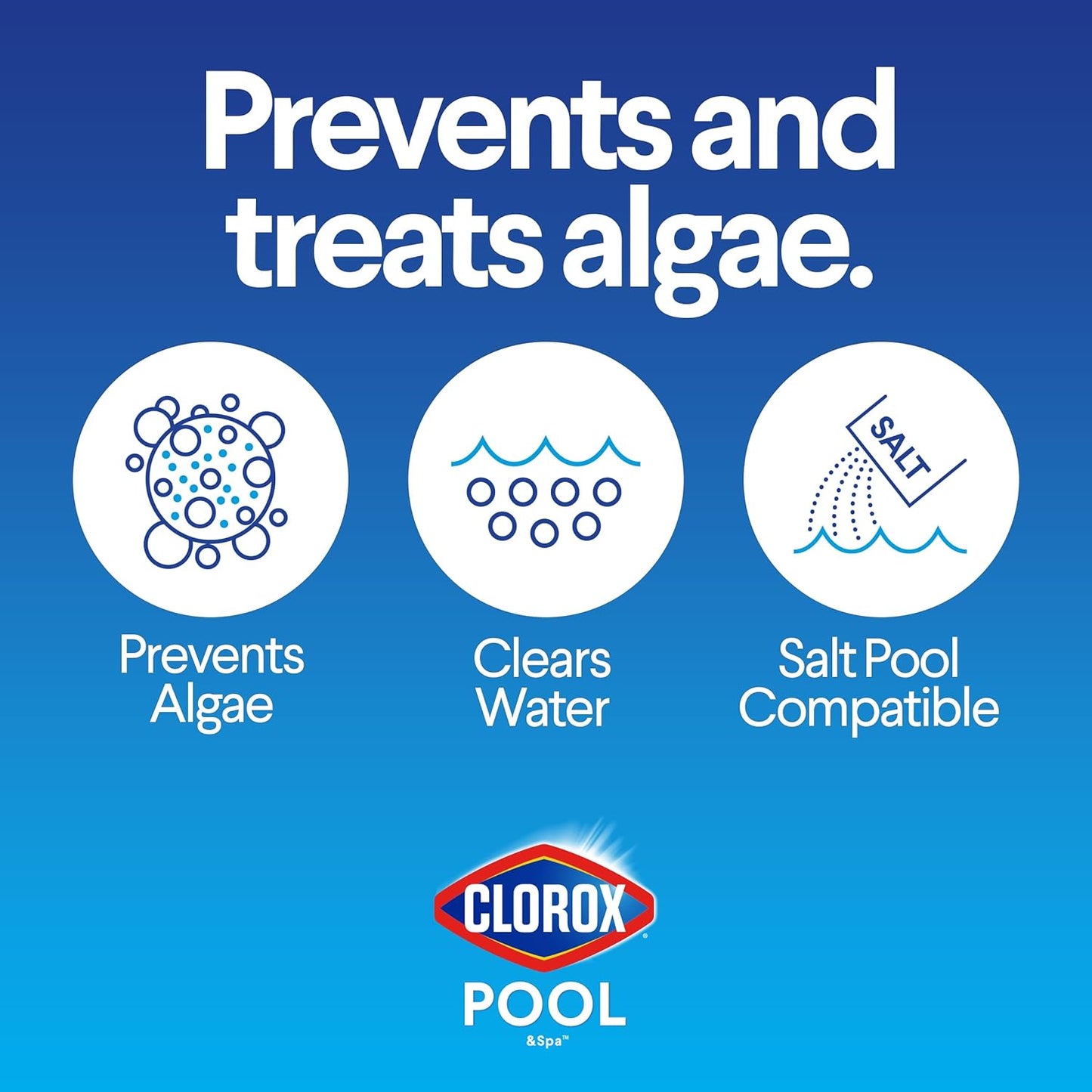 Crystal Clear Water Fast: Clorox Pool & Spa 2-in-1 Algaecide & Water Clarifier (1 Gallon / 128 Fl Oz) – Fast-Acting Green Pool Algae Treatment & Prevention.