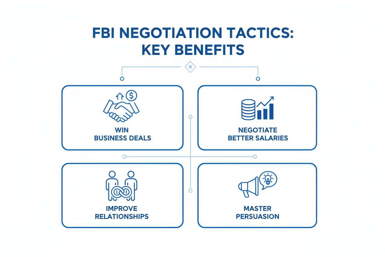 Key benefits of FBI negotiation tactics - Win Business Deals, Negotiate Better Salaries, Improve Relationships, Master Persuasion